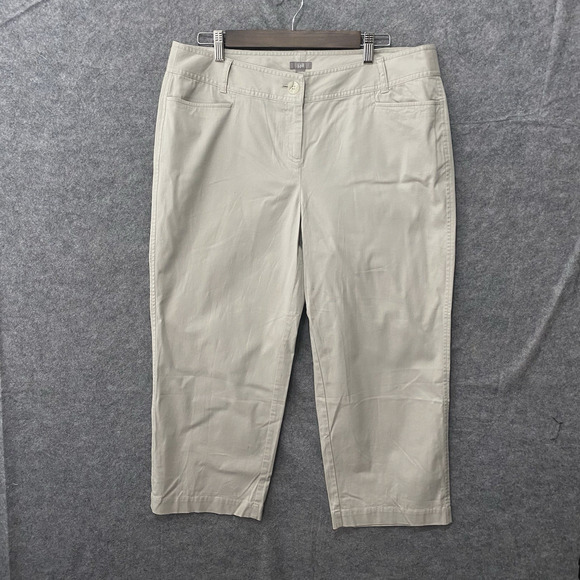 J Jill Stretch Crop Pants Sz 14 Tan Pockets Lightweight NWT‎ - Picture 1 of 7